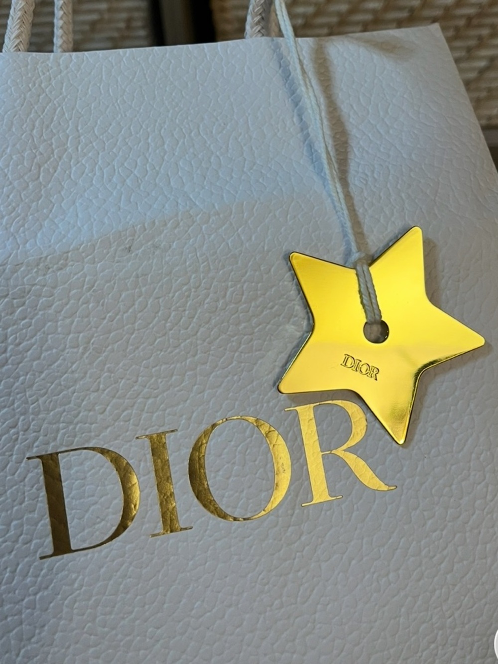DIOR Gold Star Bag Charm Engraved Logo Metal Charm